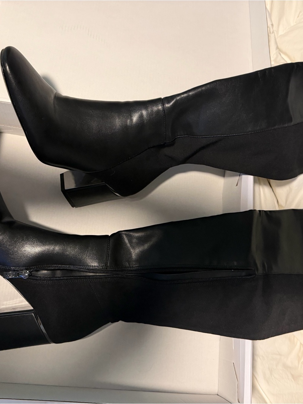 DKNY Black Over-the-Knee Block Heel Boots